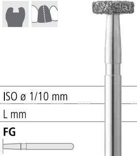 Боры стоматологические алмазные FG 818/040, 6шт. ISO код 314041524040, арт: FG111/6 FG111/6 - фото 500766