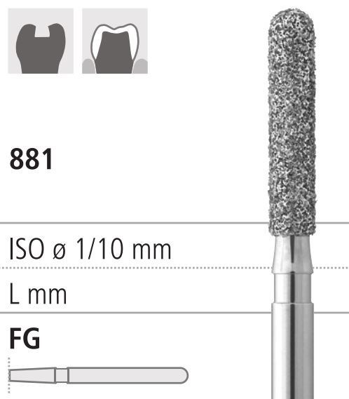 Боры стоматологические алмазные FG 881/010, зеленый, 6шт. ISO код 314141534010, арт: FG309/6 C FG309/6C - фото 500818