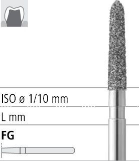 Боры стоматологические алмазные FG 878К/012, зел., 6шт. ISO код 314298534012, арт: FG181/6 C FG181/6C - фото 500832