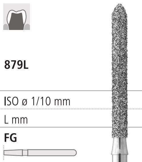 Боры стоматологические алмазные FG 879L/015, зеленый, 6шт. ISO код 314291534015., арт: FG410L/6 C FG410L/6C - фото 500872