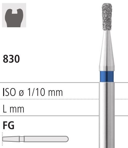 Боры стоматологические алмазные FG 830/011, белый, 6шт. ISO код 314235514011., арт: FG3219/6 FG3219/6 - фото 501054