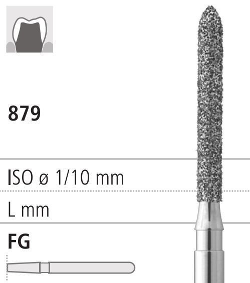 Боры стоматологические алмазные FG 879/016, зеленый, 6шт. ISO код 314290534016, арт: FG471/6 C FG471/6C - фото 501171