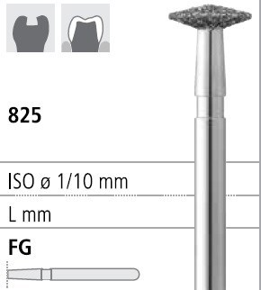 Боры стоматологические алмазные FG 825/042, 6шт. ISO код 314313524042, арт: FG102/6 FG102/6 - фото 501219