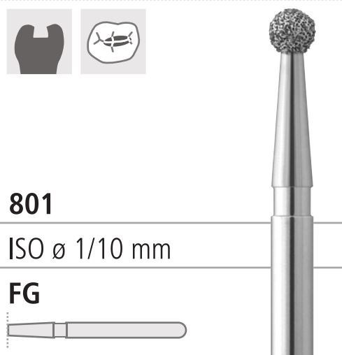 Боры стоматологические алмазные FG 801/025, оранжевый, 1 шт. ISO код 314001494024., арт: FG9400/1 FG9400/1 - фото 501304