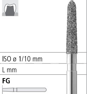 Боры стоматологические алмазные FG 878К/014, зел., 6шт. ISO код 314298534014, арт: FG181N/6 C FG181N/6C - фото 501586