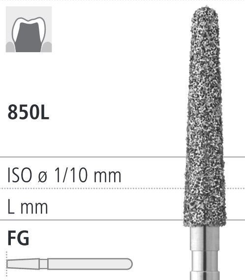 Боры стоматологические алмазные FG 850L/023, зеленый, 6шт. ISO код 314199534023., арт: FG240/6 C FG240/6C - фото 501651