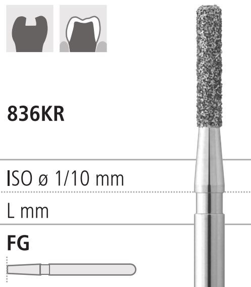 Боры стоматологические алмазные FG 836KR/013, красный, 6шт. ISO код 314157514013., арт: FG4414B/6 FG4414B/6 - фото 501660