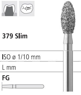 Боры стоматологические алмазные FG 379/021, желт., 6шт. ISO код 314277504021, арт: FG5250/6 FG5250/6 - фото 502243