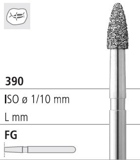 Боры стоматологические алмазные FG 390/016, 6шт. ISO код 314274524016, арт: FG274/6 FG274/6 - фото 502457