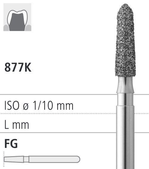 Боры стоматологические алмазные FG 877K/018, черный, 1 шт. ISO код, арт: FG163/1 CB FG163/1CB - фото 502526