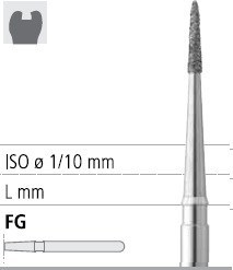 Боры стоматологические алмазные FG 956/010, 1 шт. ISO код 314699524010, арт: FGD1/1 FGD1/1 - фото 502621