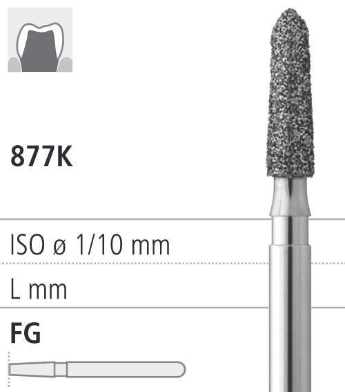 Боры стоматологические алмазные FG 877K/021, 6шт. ISO код 314297524021., арт: FG164/6 FG164/6 - фото 502654