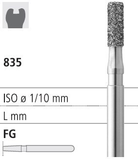 Боры стоматологические алмазные FG 835/012, черный, 1 шт. ISO код, арт: FG214/1 CB FG214/1CB - фото 502703