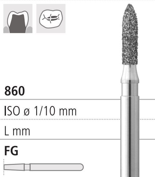 Боры стоматологические алмазные FG 862/014, зел., 6шт. ISO код 314247534014, арт: FG205/6 C FG205/6C - фото 502910