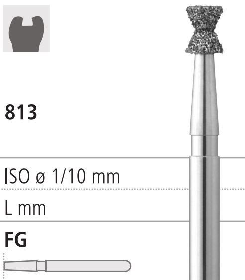Боры стоматологические алмазные FG 813/020, 6шт. ISO код 314032524020., арт: FG303/6 FG303/6 - фото 502933