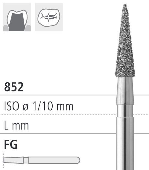 Боры стоматологические алмазные FG 852/016, черный, 1 шт. ISO код, арт: FG117S/1 CB FG117S/1CB - фото 502941