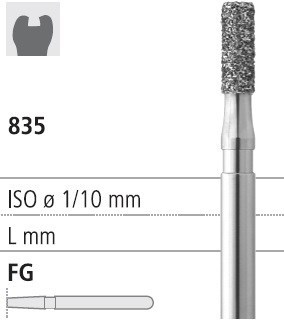 Боры стоматологические алмазные FG 835/015, черный, 1 шт. ISO код 314109544015, арт: FG204/1 CB FG204/1CB - фото 502952