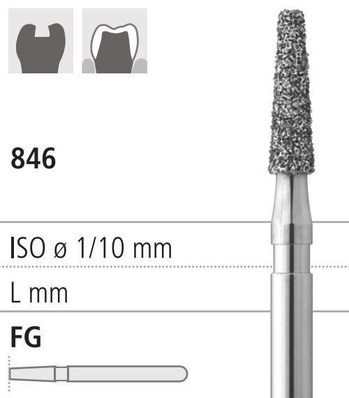 Боры стоматологические алмазные FG 846/015, черный, 6шт. ISO код 314171544015, арт: FG106/6 CB FG106/6CB - фото 502965