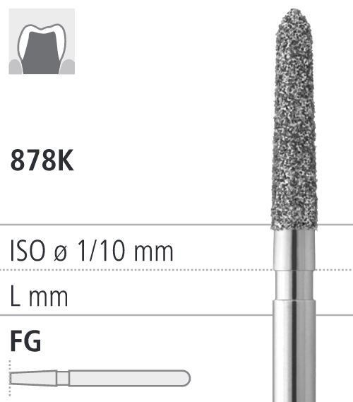 Боры стоматологические алмазные FG 878K/012, черный, 6шт. ISO код 314298544012, арт: FG181/6 CB FG181/6CB - фото 502981