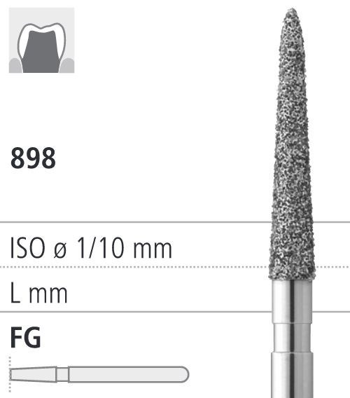 Боры стоматологические алмазные FG 898/014, черный, 1 шт. ISO код, арт: FG101/1 CB FG101/1CB - фото 502983