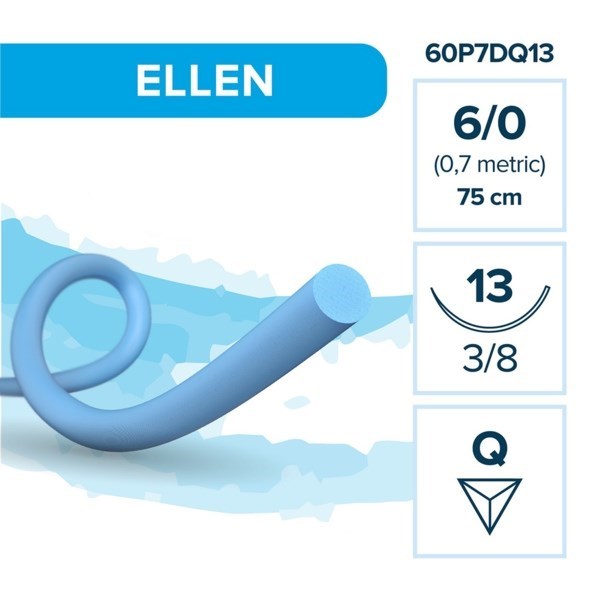 Полипропилен ELLEN — нерассасывающаяся нить, 3/8, обратно-режущая игла 13 мм, толщина 6/0 (0,7), 75 см, 12 шт 60P7DQ13-(904-032) - фото 503842