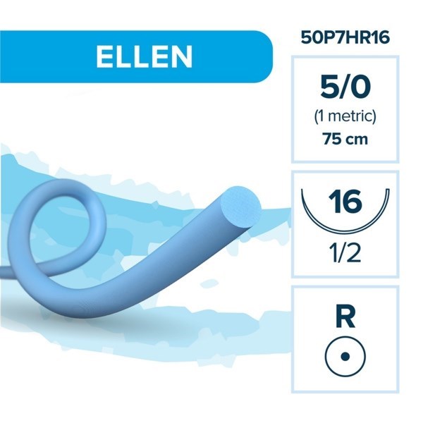 Полипропилен ELLEN — нерассасывающаяся нить, 1/2, колющая игла 16 мм, толщина 5/0 (1), 75 см, 12 шт 50P7HR16(904-016) - фото 503846