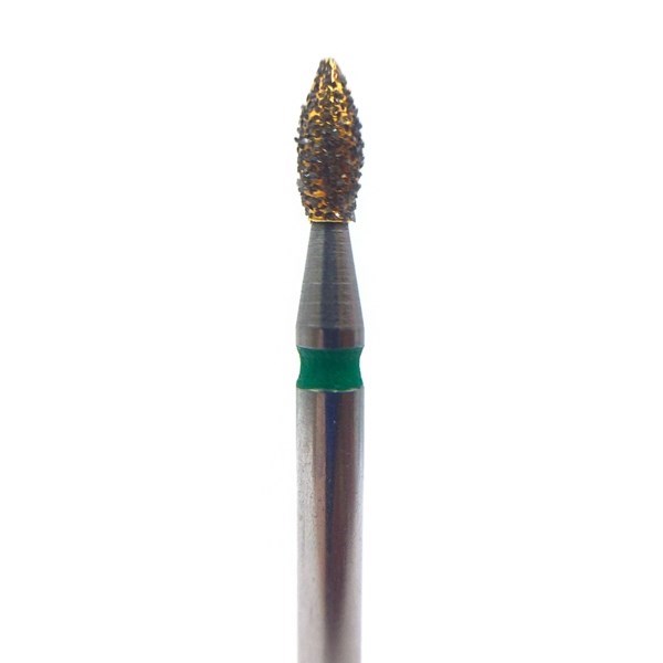 Бор алмазный 831QG FG, GOLD Line, почковидный, D=1,4 мм, L=4,0 мм, зеленый 806.314.254.534.014-Q - фото 505417