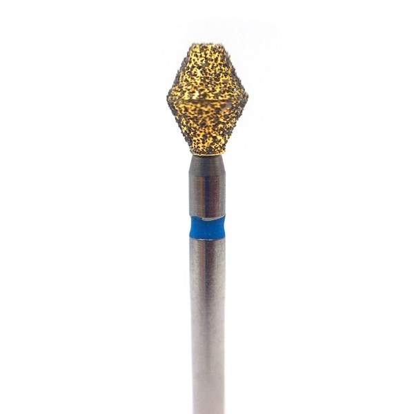 Бор алмазный 811LQ FG, GOLD Line, двойной конус, D=3,3 мм, L=4,0 мм, синий 806.314.038.524.033_Q - фото 505432