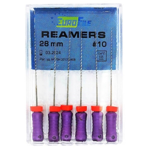 Reamers - ручные дрильборы (каналорасширители), 28 мм, №10, сталь, 6 шт 1833028010-/-18303028010 - фото 505840