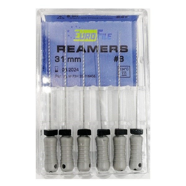 Reamers - ручные дрильборы (каналорасширители), 31 мм, №08, сталь, 6 шт 1833031008-/-18303031008 - фото 505859