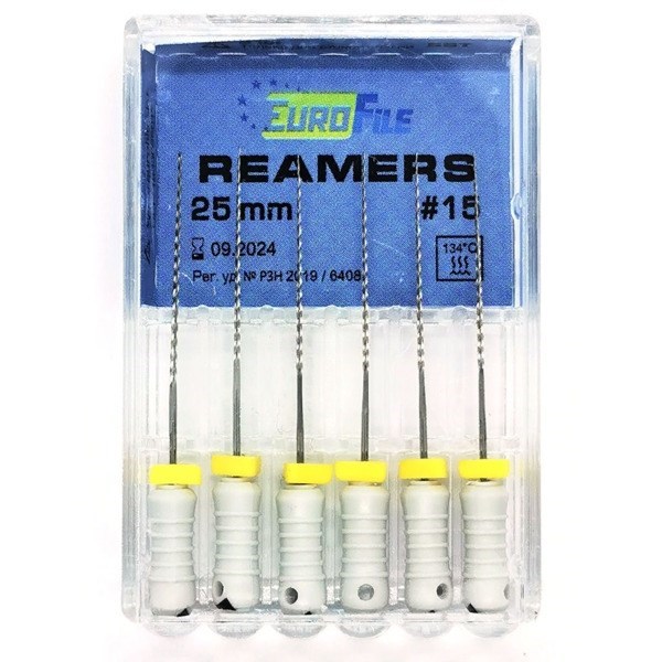 Reamers - ручные дрильборы (каналорасширители), 25 мм, №15, сталь, 6 шт 1833025015-/-18303025015 - фото 505868