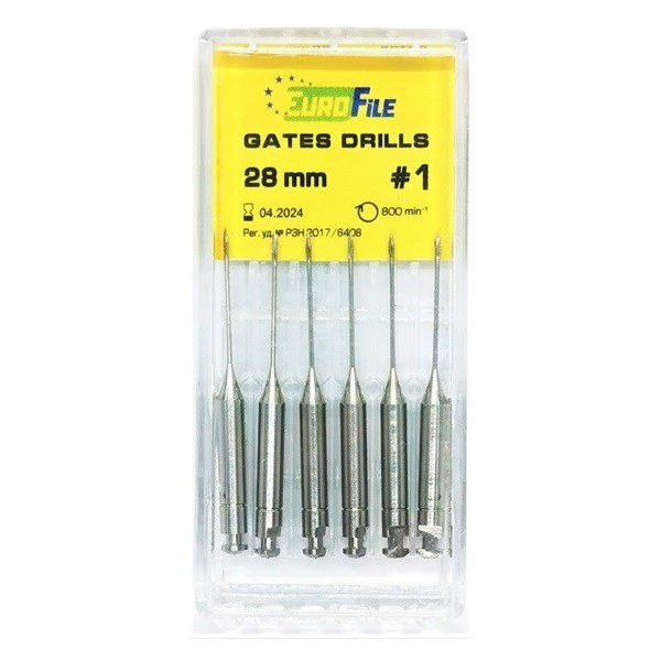 Gates Drills - дрильборы машинные, для расширения коронковой трети канала, 28 мм, размер 1, сталь, 6 шт 1844028001 - фото 505872