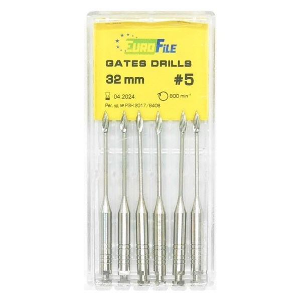 Gates Drills - дрильборы машинные, для расширения коронковой трети канала, 32 мм, размер 5, сталь, 6 шт 1844032005 - фото 505901