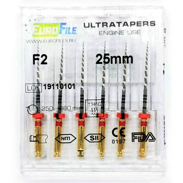 Ultratapers Engine - машинные файлы, 25 мм, размер F2, никель-титан, 6 шт 1829025004 - фото 506242