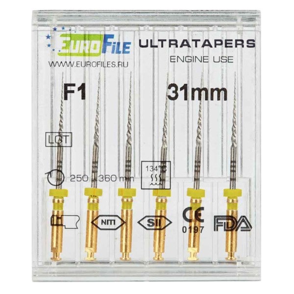 Ultratapers Engine - машинные файлы, 31 мм, размер F1, никель-титан, 6 шт 1829031003 - фото 506244
