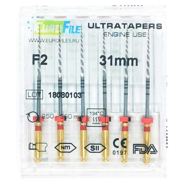 Ultratapers Engine - машинные файлы, 31 мм, размер F2, никель-титан, 6 шт 1829031004 - фото 506245