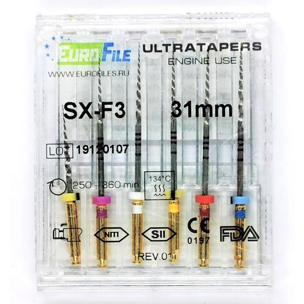 Ultratapers Engine - набор машинных файлов, 31 мм, размер SX-F3, никель-титан, 6 шт 1829031100 - фото 506249