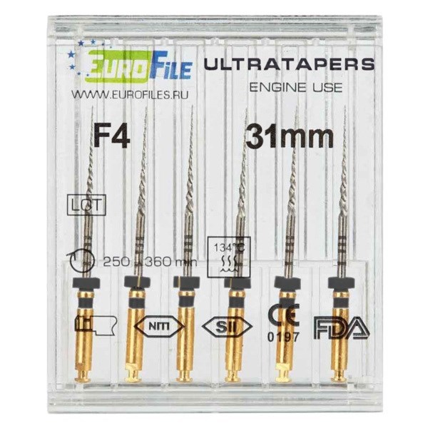 Ultratapers Engine - машинные файлы, 31 мм, размер F4, никель-титан, 6 шт 1829031006 - фото 506256