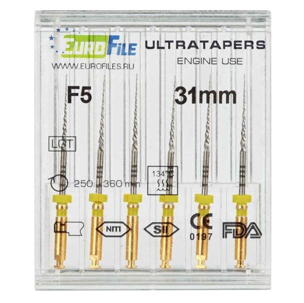 Ultratapers Engine - машинные файлы, 31 мм, размер F5, никель-титан, 6 шт 1829031007 - фото 506260