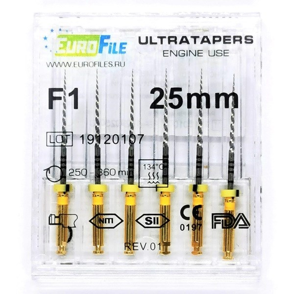 Ultratapers Engine - машинные файлы, 25 мм, размер F1, никель-титан, 6 шт 1829025003 - фото 506263