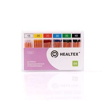 Штифты эндоканальные гуттаперчевые Healtex, конусность 04, размер 35, 60 шт GST35/4 - фото 506377