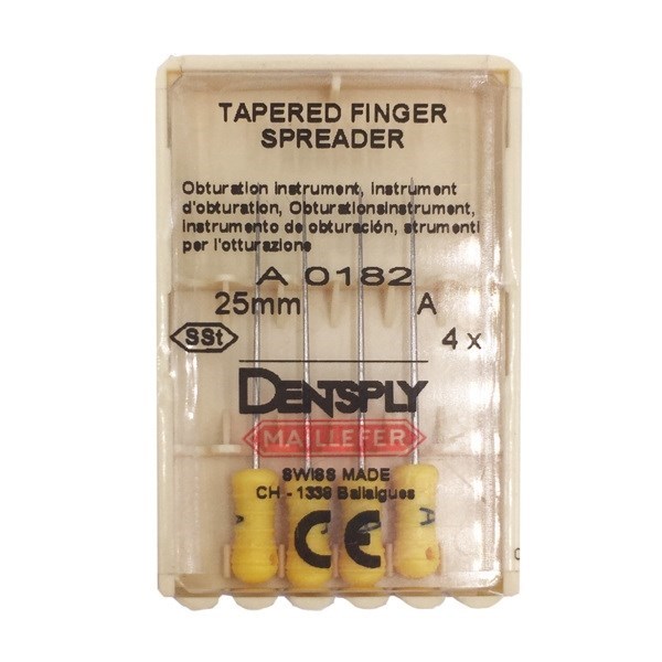 FINGER SPREADER – уплотнители гуттаперчи ручные с заостренным концом, №10, 25 мм, 4 шт A0182025000100 - фото 506437