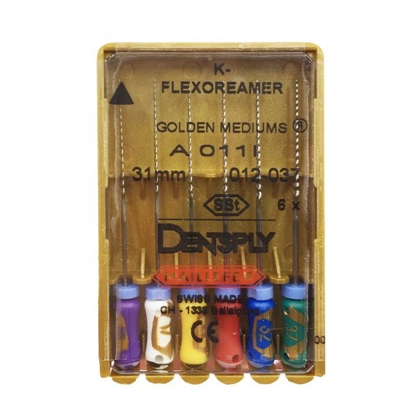 K-flexo Reamers golden medium - ручные файлы, сталь, №12-37, 31 мм, 6 шт А-011-031-901-00 - фото 506503