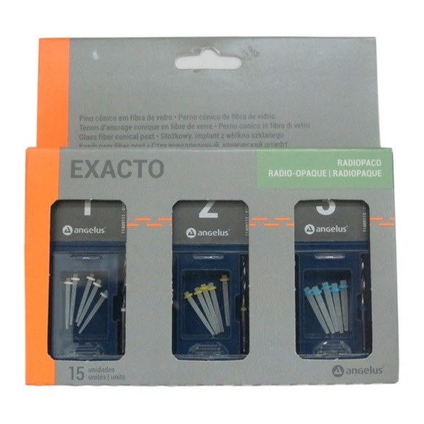 Exacto Translucent - штифты стоматологические стекловолоконные в комплекте (штифты Exacto Translucent 15 шт, боры 3 шт) 9147-ANG-EXTRK - фото 506702