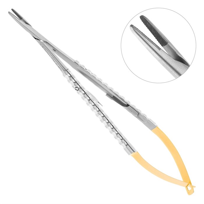 Иглодержатель хирургический прямой Micro-Nadelhalter TC, 18 см, 40-95TC* 40-95TC* - фото 508290