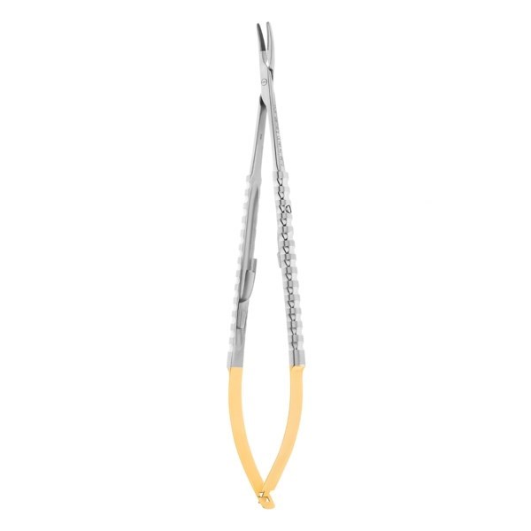 Иглодержатель микрохирургический изогнутый Micro-Nadelhalter TC, 18 см 40-96TC* - фото 508345