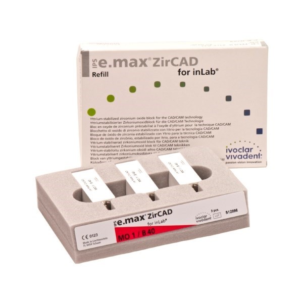 IPS e.max ZirCAD inLab - блоки из оксида циркония, цвет MO 1 B40, 3 шт 608466 - фото 514067