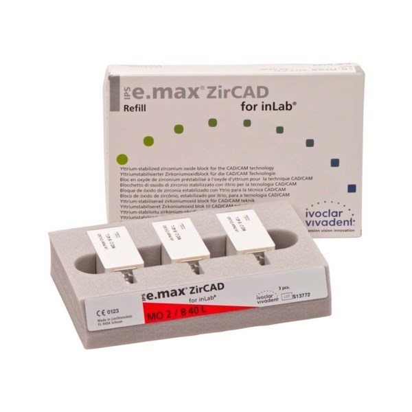 IPS e.max ZirCAD inLab - блоки из оксида циркония, цвет MO 2 B40 L, 3 шт 608475 - фото 515968