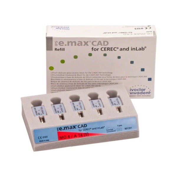 IPS e.max CAD CER/inLab MO - блоки из стеклокерамики, цвет 4 A14 (S), 5 шт 644361 - фото 516029