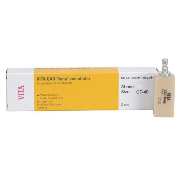 VITA CAD-Temp monoColor for CEREC/inLab, CT-40 - композитные блоки из акрилатполимера для изготовления временных реставраций (цвет на выбор), 2 шт EC4*M*TCT402 - фото 516062